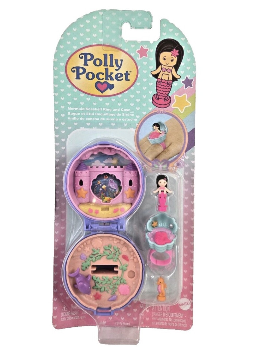 Polly Pocket Mermaid Seashell Ring & Case Keepsake Collection Mattel NEW